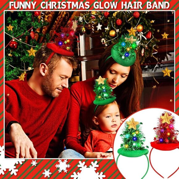Christmas Light Up Headbands LED Holiday Party Tree Headbands for Women main image 4